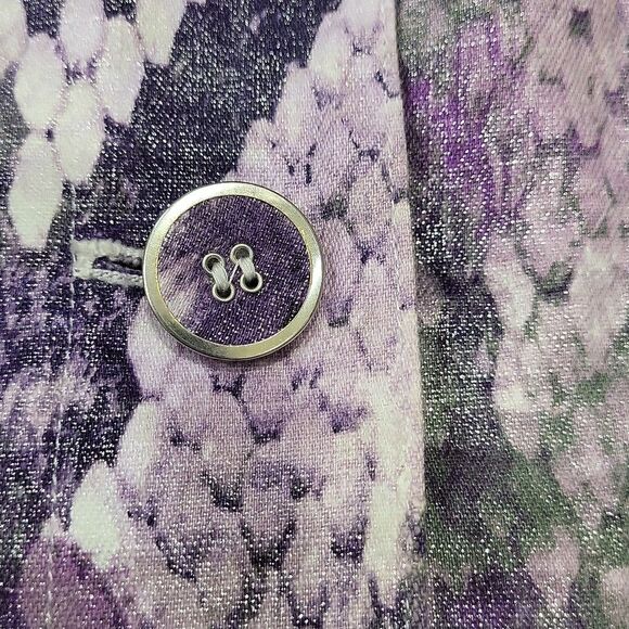 EUC Chico's linen cotton snakeskin print button down jacket blazer top, purple - Picture 6 of 10